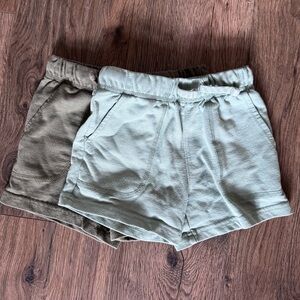 Set of Two Carters Boys Soft Shorts in light green and olive 4T